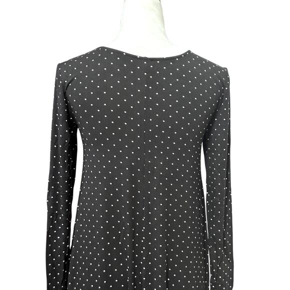 Old Navy A-Line Dress Polka Dot Print Long Sleeves Knee Length Black Women's S - Picture 5 of 8